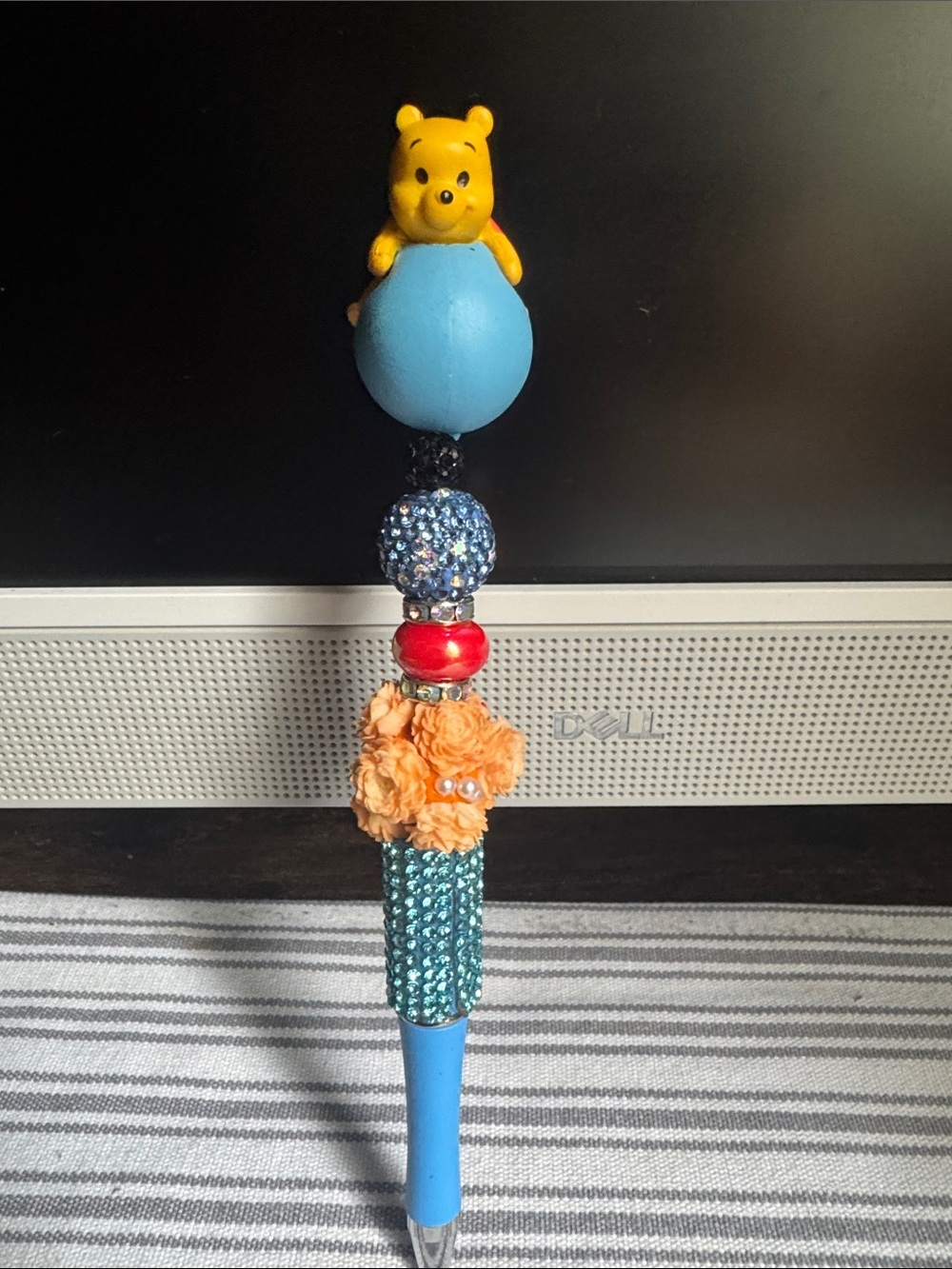 Winnie the Pooh Blue Beaded Decorative Pen